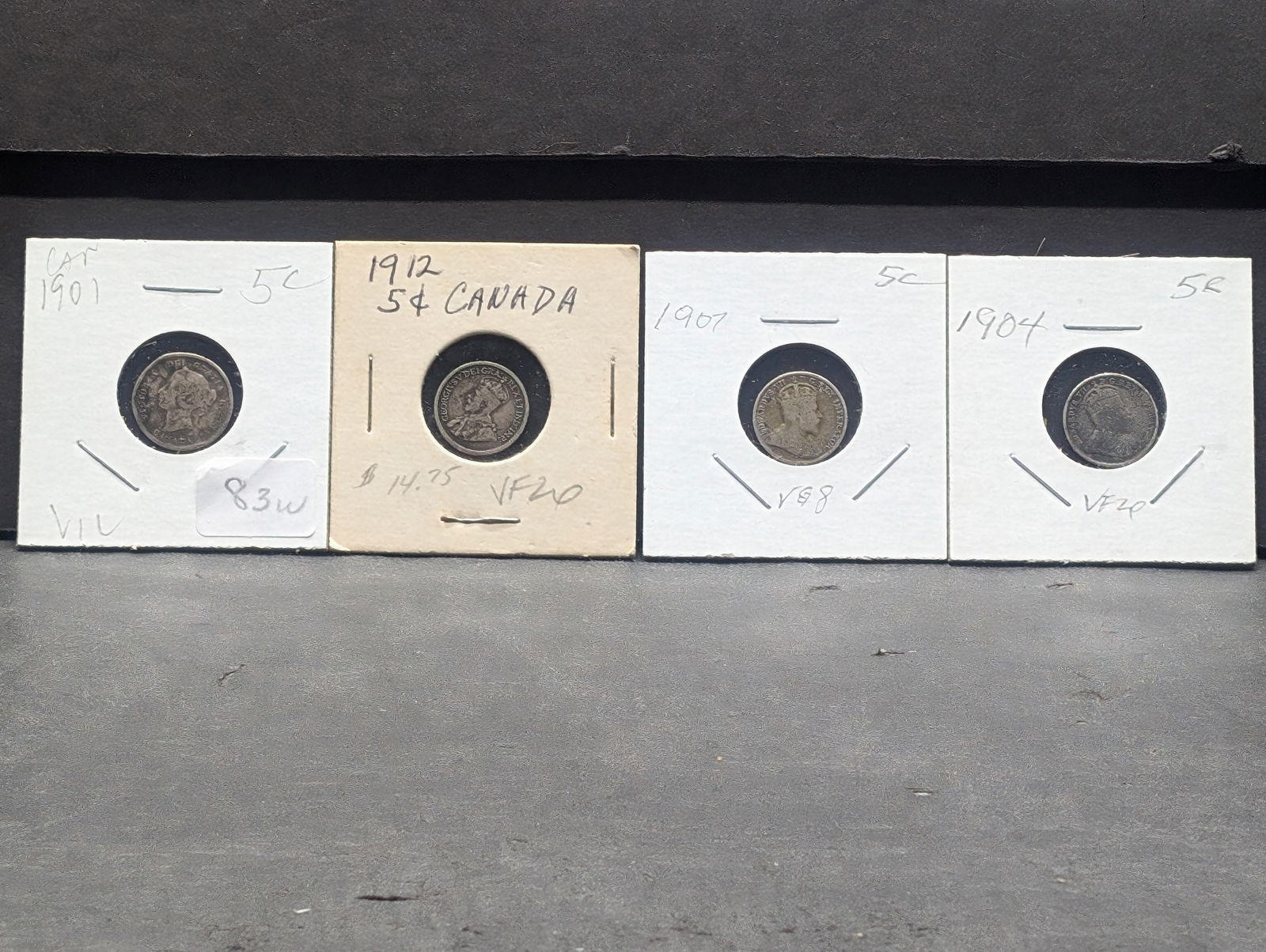 Lot of FOUR (4) Canadian 5 Cent Silver Coins (1 of 5)