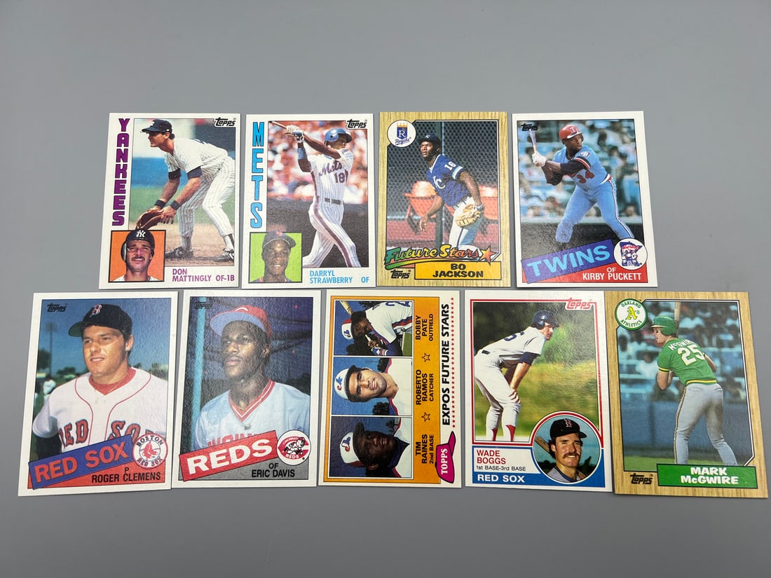 Lot of (9) Vintage Baseball Star Player Rookie Cards - Don Mattingly, Roger Clemens, Wade Boggs (1 of 2)