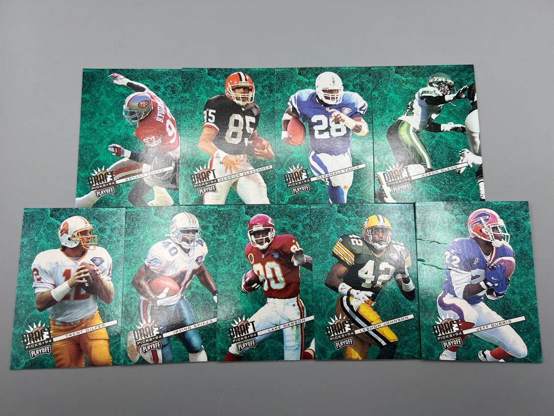 Lot of (9) 1994 Playoff Draft Picks Football Rookie Cards W/ Marshall Faulk RC: Lot of (9) 1994 Playoff Draft Picks Football Rookie Cards W/ Marshall Faulk RC