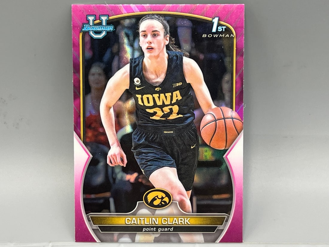 2023 Bowman University Chrome Caitlin Clark 1st Bowman Pink Refractor RC #50 (1 of 2)