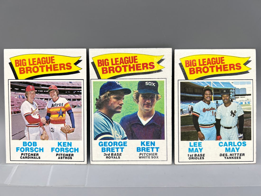Lot of (3) 1977 Topps Big League Brothers Cards - Varying Conditions: Lot of (3) 1977 Topps Big League Brothers Cards - Varying Conditions