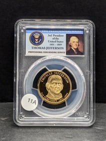 2007-S Jefferson Presidential $1. Slabbed by PCGS, top grader, as Proof 69, Deep Cameo. Classic