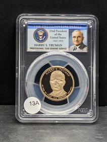 2015-S Truman Presidential $1. Slabbed by PCGS, top grader, as Proof 69, Deep Cameo. Classic holder.