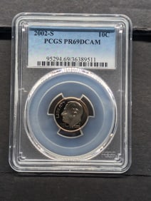 2002-S PROOF Roosevelt Dime - PCGS PR69 DCAM
