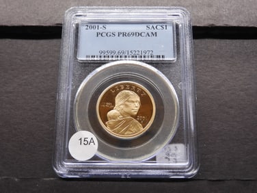 2001-S Sacagawea $1. Slabbed by PCGS, top grader, as Proof 69, Deep Cameo. Key Date.
