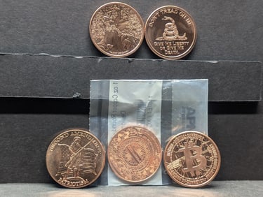 Grab Bag of 1 Oz. Each .999 FINE COPPER Various Designed Coins
