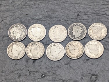 Lot of Ten Better Date Liberty Head V-Nickels