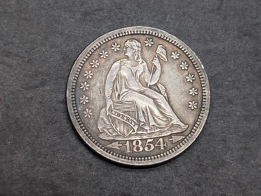 1854 Seated Dime with Arrows. Choice XF detail.