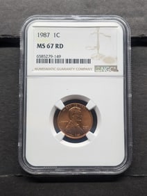 1987 Lincoln Memorial Cent - NGC MS67 RD