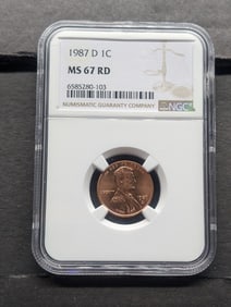 1987-D Lincoln Memorial Cent - NGC MS67 RD