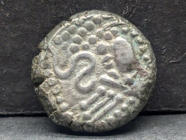 Ancient India Chalukya 11th Century Silver Drachm "Heaven and Hell" Coin