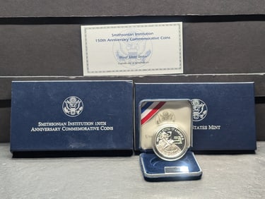 1996-P PROF Smithsonian Institution 150th Anniv. Commem Silver Dollar in OGP w/ COA