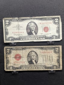 1928 D & 1963 Series $2 RED SEAL Banknotes