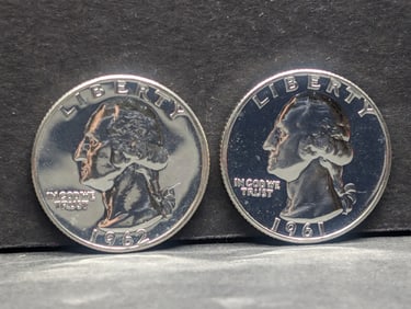 1961 and 1962 Washington Quarters. Choice Proof.