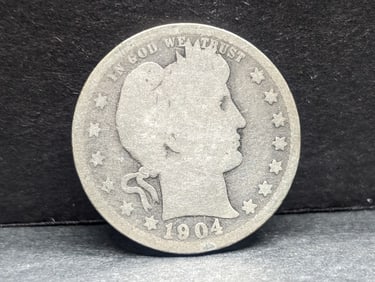1904-O Barber Silver Quarter