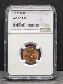 1956-D Lincoln Wheat Cent - NGC MS66 RD