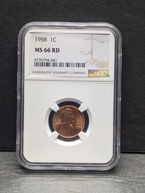 1958 Lincoln Wheat Cent - NGC MS66 RD