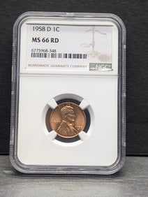 1958-D Lincoln Wheat Cent - NGC MS66 RD