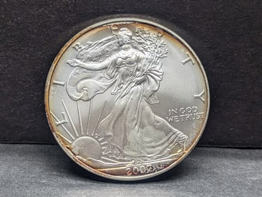 **AMAZING RAINBOW TONED** 2007 American Silver Eagle