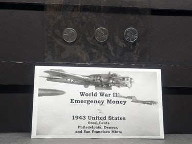 High Grade 1943 WWII Emergency Money - Steel Cents Set