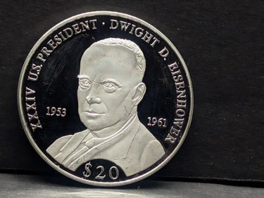2007 Republic of Liberia - Dwight D. Eisenhower .999 SILVER $20 Coin