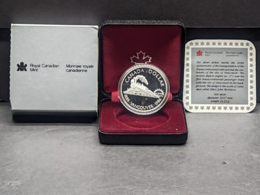 1986 Canadian Transcontinental Railroad Commem Silver Dollar in OGP