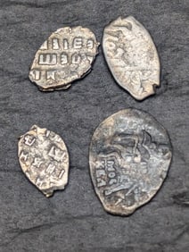 Lot of Four 1547-84 Soviet Silver Wire Money - Ivan the Terrible