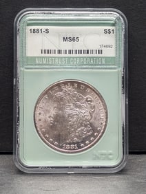 1881-S Morgan Silver Dollar - NTC Cert. MS65