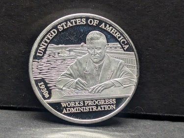 1/2 Troy Oz. .999 FINE SILVER Works Progress Administration Designed Coin