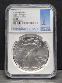 2021 Eagle Landing T-2 American Silver Eagle - NGC MS70 *First Day of Issue*