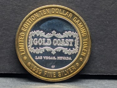 Limited Edition .999 FINE SILVER CENTER Gold Coast Casino $10 Gaming Token