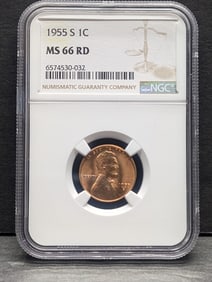 1955-S Lincoln Wheat Cent - NGC MS66 RD