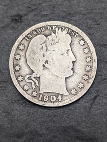 1904-O Barber Silver Quarter