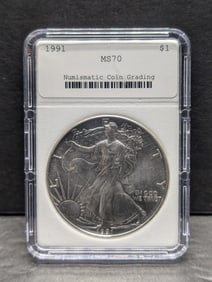 1991 American Silver Eagle - NCG Cert. MS70