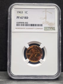 1963 PROOF Lincoln Memorial Cent - NGC PF67 RD