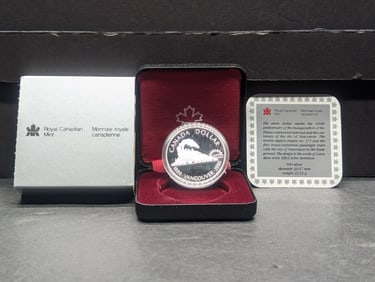 1986 Canadian Transcontinental Railroad Commem Silver Dollar in OGP