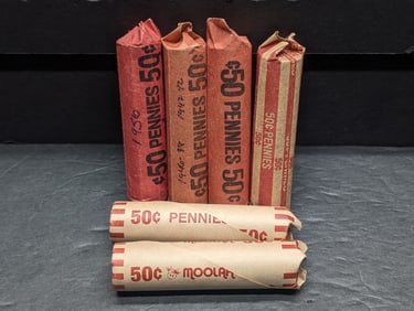 Six Rolls of Lincoln Wheat Cents