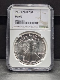 1987 American Silver Eagle - NGC MS69