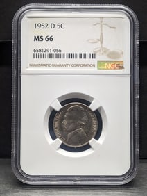 1952-D Jefferson Nickel - NGC MS66
