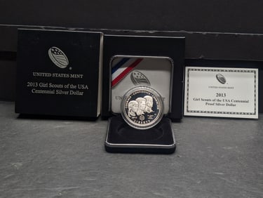 2013-W PROOF Girl Scouts of the USA Centennial Commem Silver Dollar in OGP w/ COA