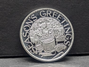 1 Troy Oz. .999 FINE SILVER Season's Greeting Designed Coin