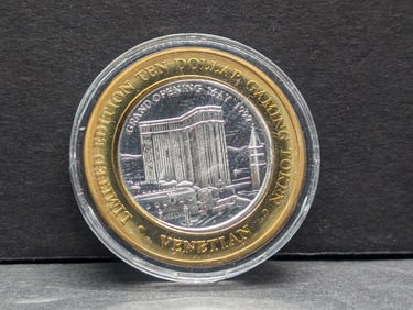 Limited Edition .999 FINE SILVER CENTER The Venetian Resort Casino $10 Gaming Token