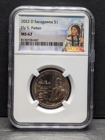 2022-D Sacagawea Ely S. Parker $1 Coin - NGC MS67