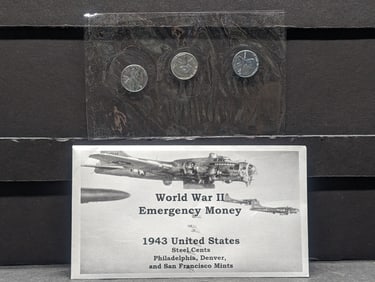 High Grade 1943 WWII Emergency Money - Steel Cents Set