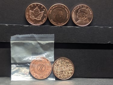 Grab Bag of 1 Oz. Each .999 FINE COPPER Various Designed Coins