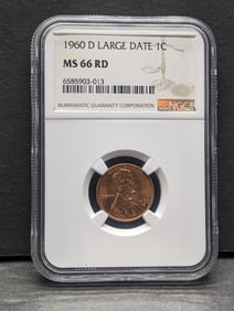 1960-D Large Date Lincoln Memorial Cents - NGC MS66 RD