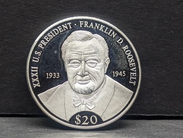 2000 Republic of Liberia - Franklin D. Roosevelt .999 SILVER $20 Coin