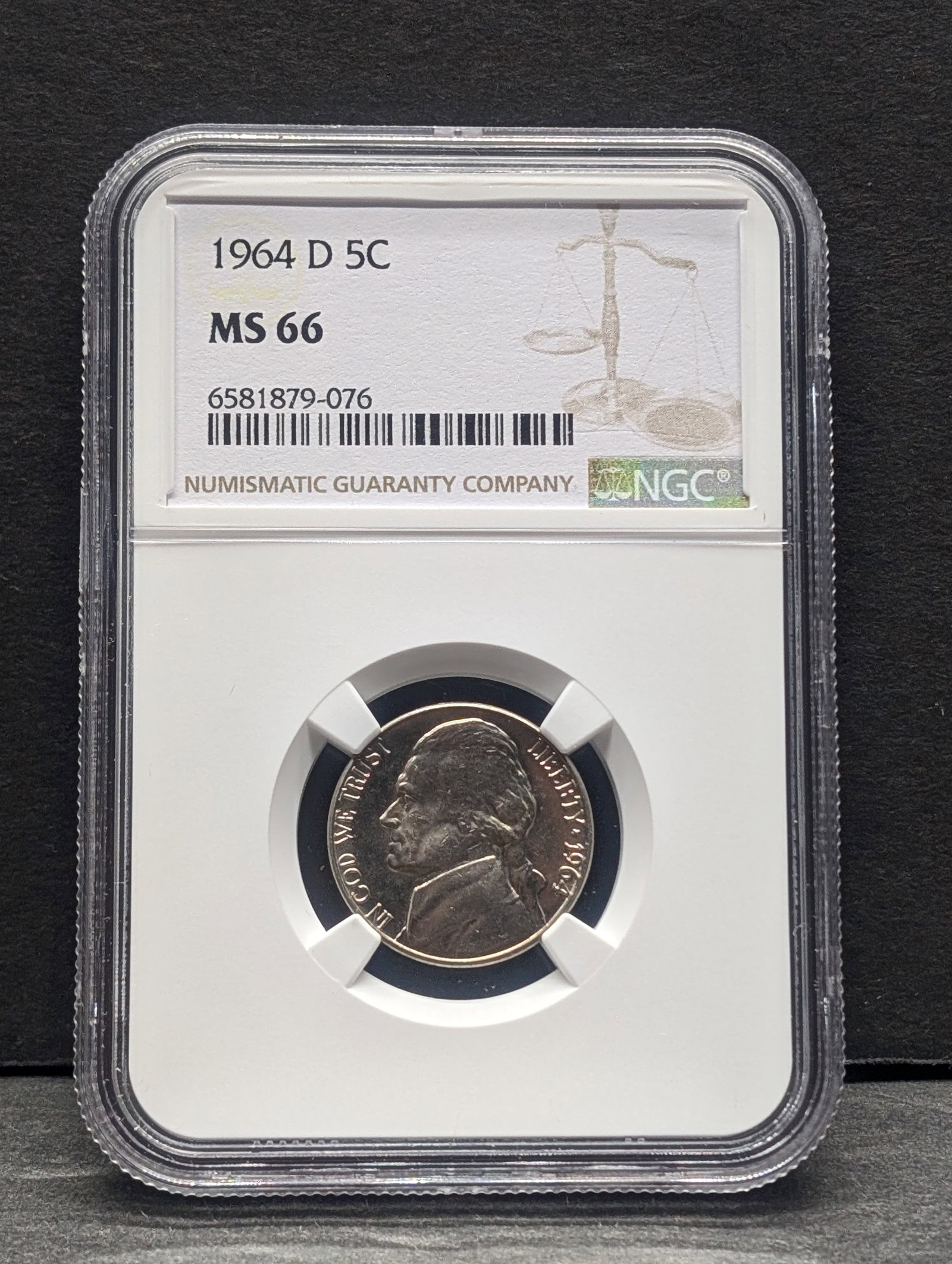 1964-D Jefferson Nickel - NGC MS66: 1964-D Jefferson Nickel - NGC MS66
