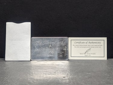1 Troy Oz. .999 FINE SILVER Pyromet Silver Card Designed Bullion Piece w/ COA