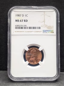 1987-D Lincoln Memorial Cent - NGC MS67 RD